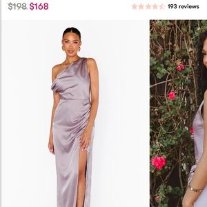 Show Me Your MuMu One-Shoulder Satin Gown in Dusty Lavender